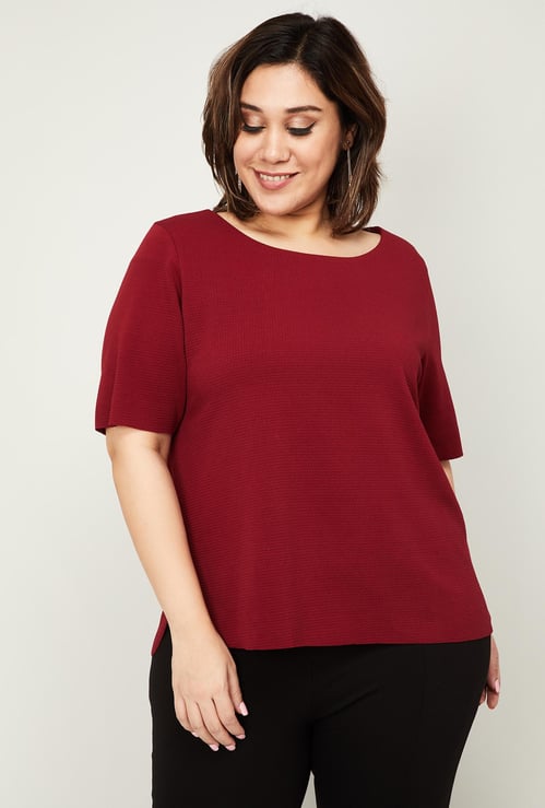 NEXUS Women Plus-Size Solid Short Sleeves Top