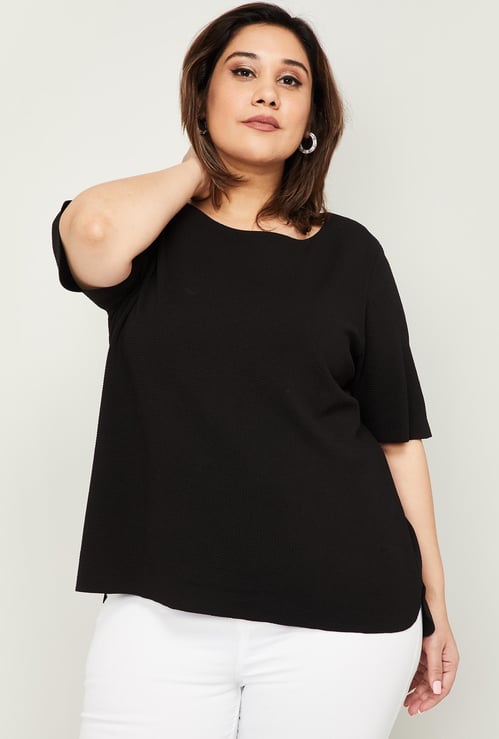 NEXUS Women Plus-Size Solid Short Sleeves Top
