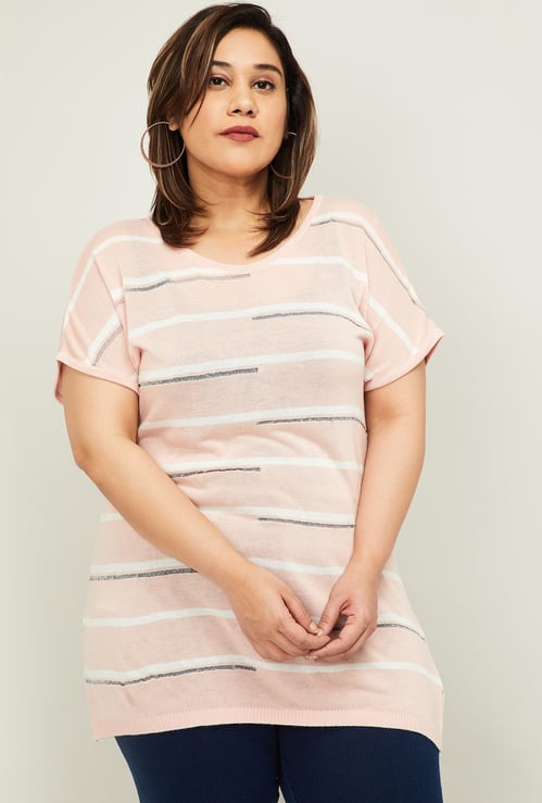 NEXUS Women Plus-Size Striped Short Sleeves T-shirt