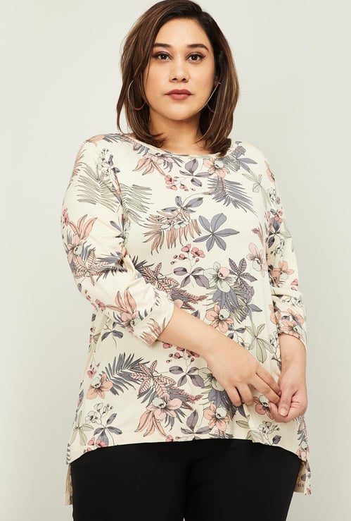 NEXUS Women Plus-Size Printed Three-Quarter Sleeves Top