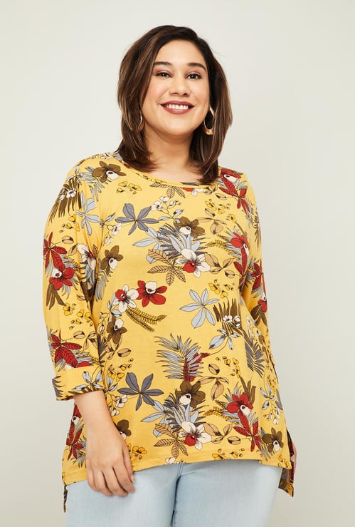 NEXUS Women Plus-Size Printed Full Sleeves Top