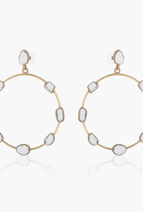 ESTELE Women Stone Embellished Hoop Earrings