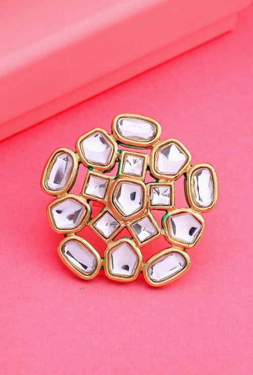 ESTELE Women Polki Kundan Ring