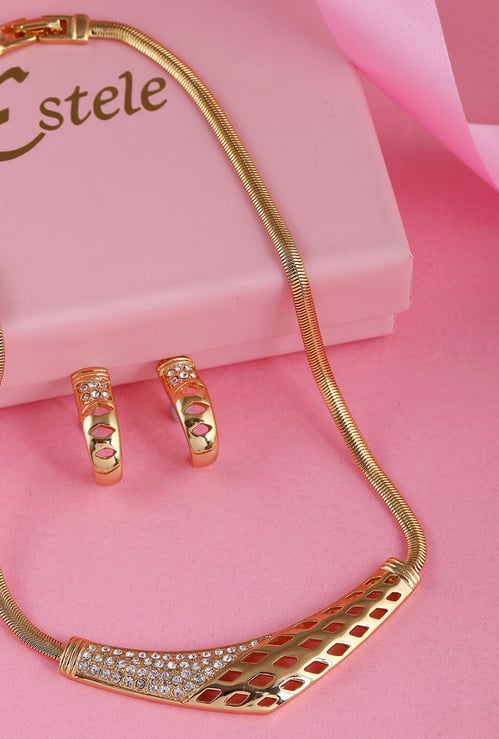 ESTELE Embellished Necklace and Earrings Set