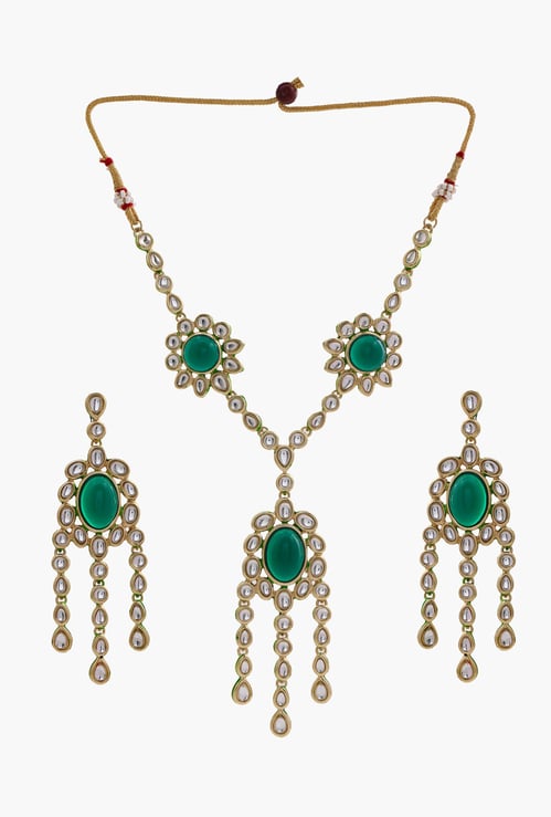 ESTELE Embellished Pendant Necklace with Drop-Earrings