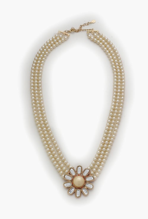 ESTELE Embellished Pearl Necklace with Earrings