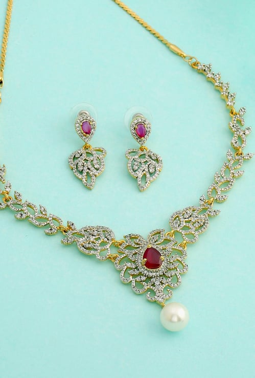 ESTELE Women Blooming Twine Necklace with Earring Set