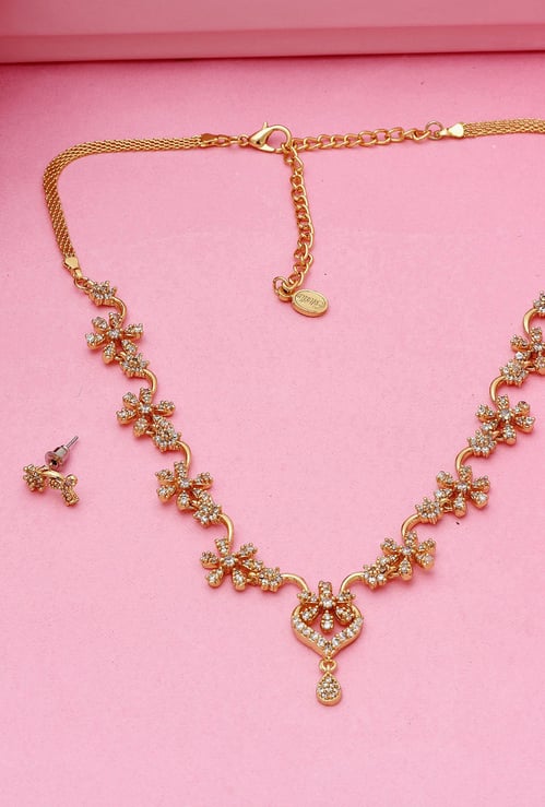 ESTELE Women Embellished Necklace with Earrings
