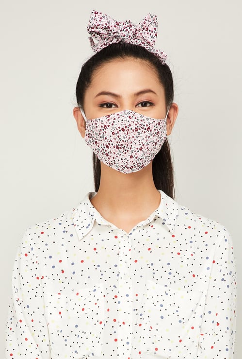 GINGER Women Printed Face Mask with a Scrunchie