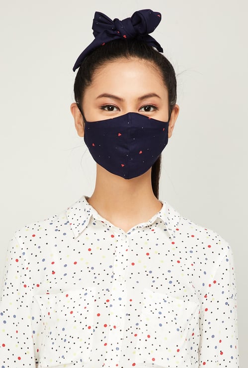 GINGER Women Printed Mask with a Scrunhie