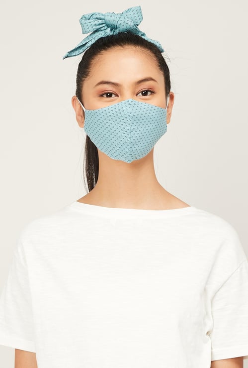GINGER Women Printed Face Mask with Scrunchie