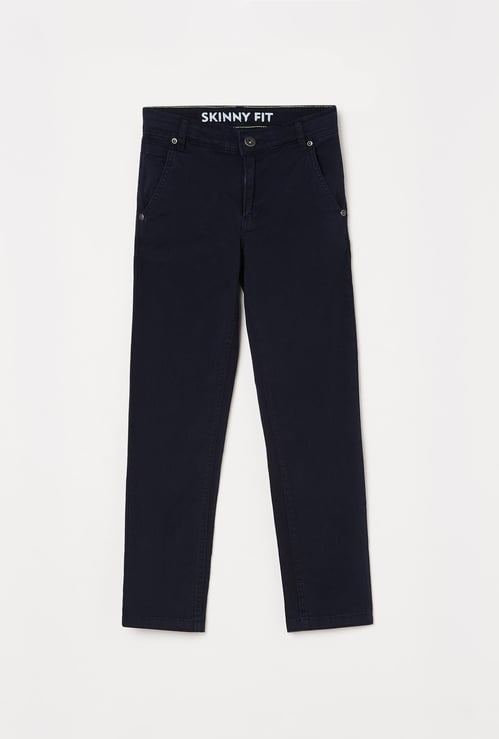 BOSSINI Boys Solid Skinny Fit Casual Trousers
