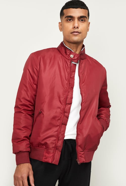 AEROPOSTALE Men Solid Bomber Jacket with Zip Pockets