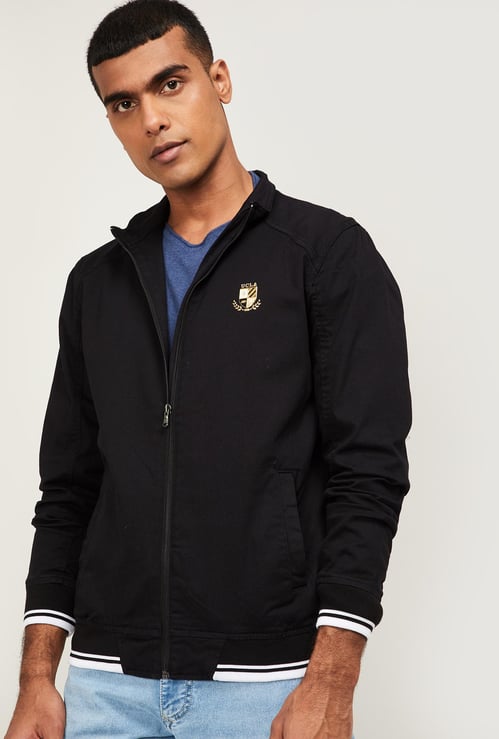 UCLA Men Solid Full Sleeves Biker Jacket