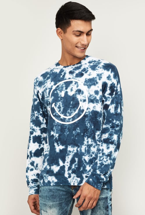 SMILEYWORLD Men Tie-Dye Print Full Sleeves Sweatshirt