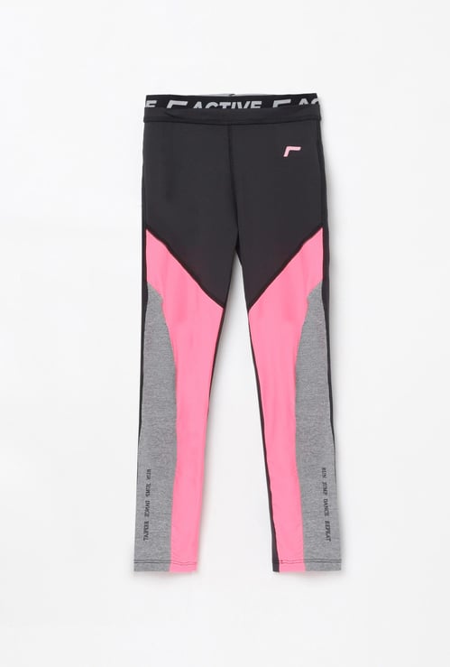 FAME ACTIVE Girls Printed Knit Elasticated Leggings