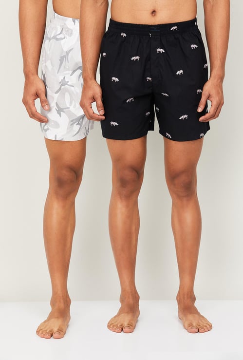 FAME FOREVER Men Printed Elasticated Boxers - Set Of 2
