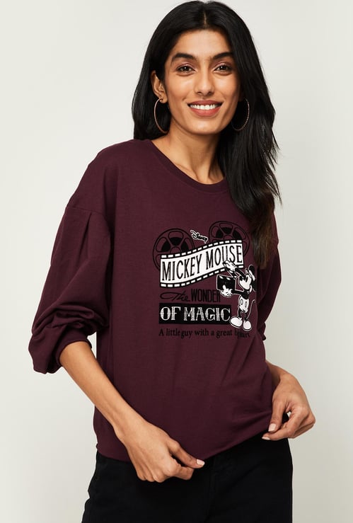 GINGER Women Printed Round Neck Sweatshirt