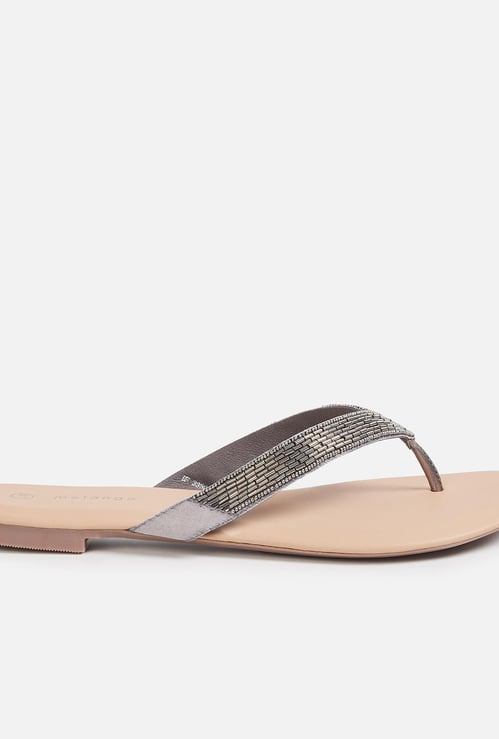 MELANGE Women Embellished V-strap Flats