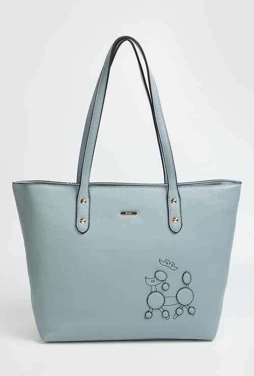 GINGER Women Appliqued Zip-Closure Tote Bag