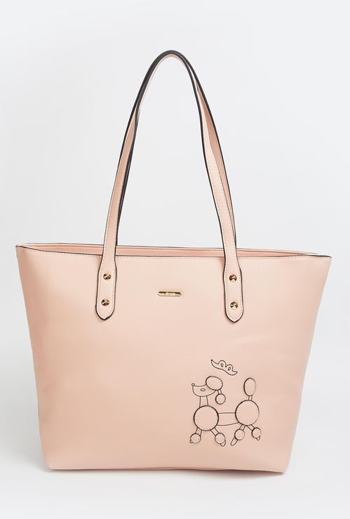GINGER Women Appliqued Zip-Closure Tote Bag