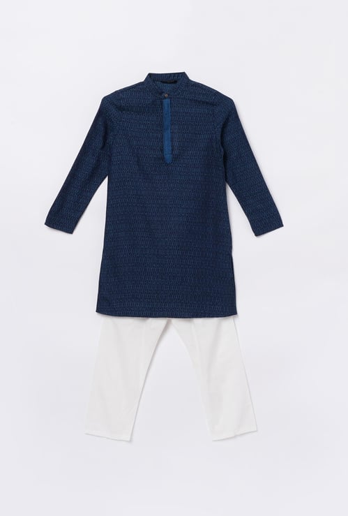 MELANGE Boys Printed Kurta with Elasticated Pyjamas
