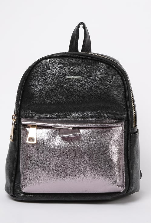 GINGER Women Colourblocked Zip-Closure Backpack