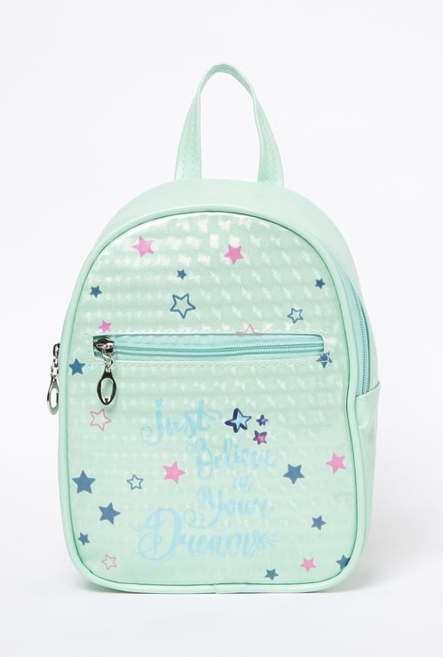 GINGER Girls Printed Zip-Closure Backpack