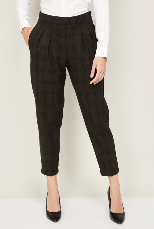 ALLEN SOLLY Women Checked Trousers