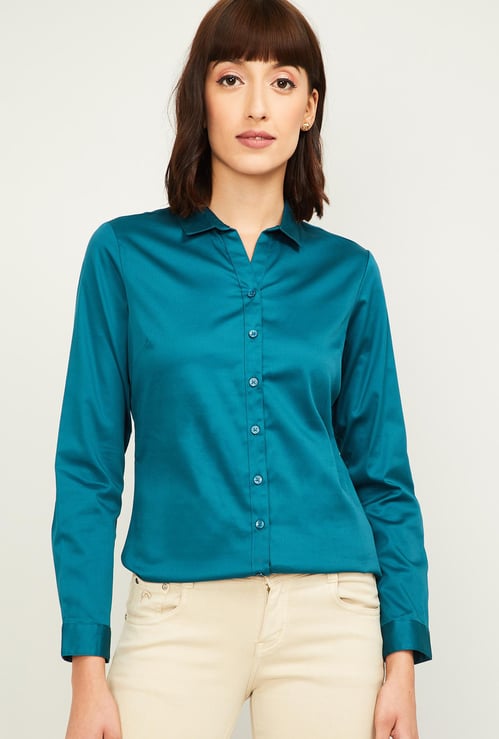 ALLEN SOLLY Women Solid Full Sleeves Shirt