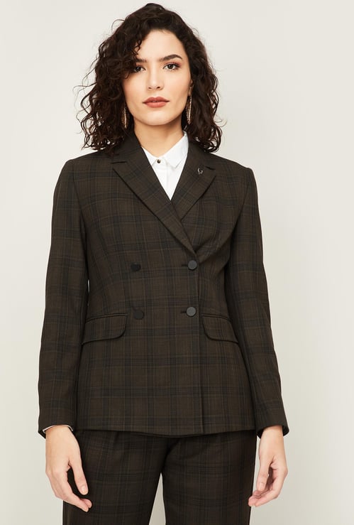 ALLEN SOLLY Women Checked Blazer