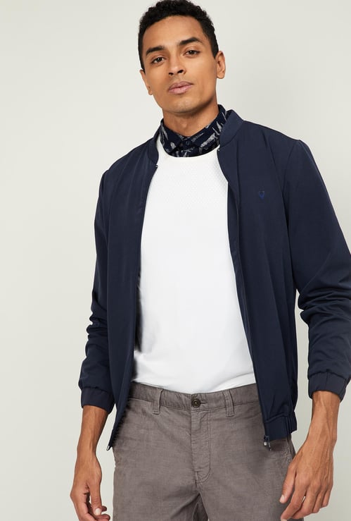 ALLEN SOLLY Men Solid Bomber Jacket with Insert Pockets
