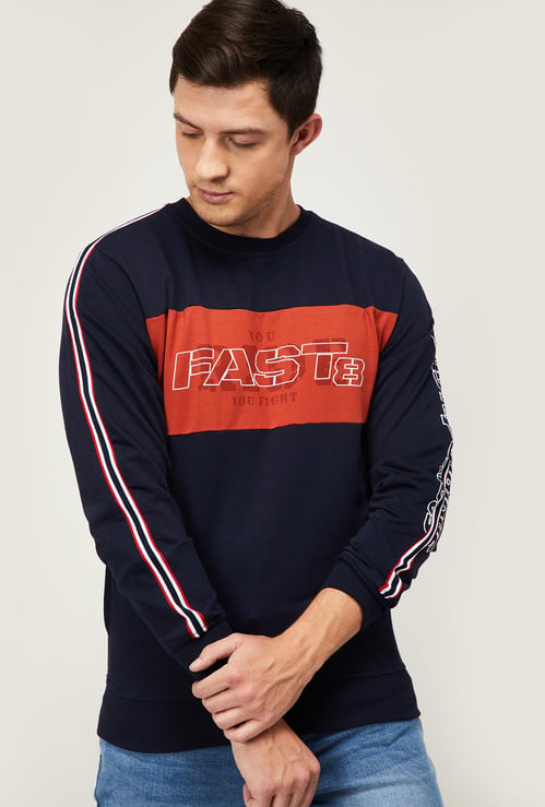 STATUS QUO Men Printed Crew Neck Sweatshirt