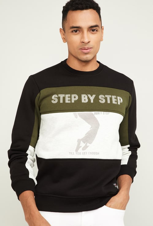 STATUS QUO Men Colorblocked Full Sleeves Sweatshirt
