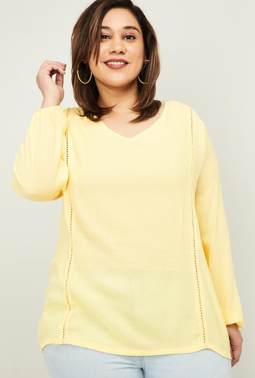 NEXUS Women Plus-Size Women Textured V-Neck Top