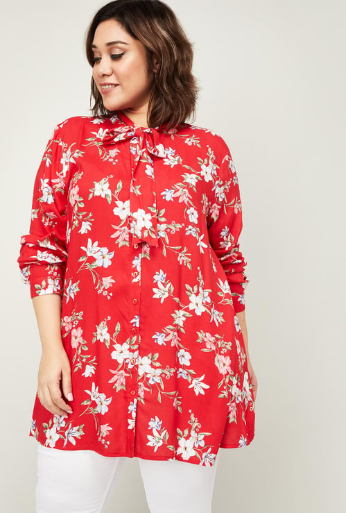NEXUS Women Plus-Size Printed Full Sleeves Top