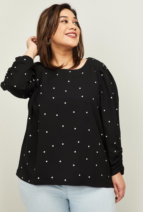 NEXUS Women Plus-Size Printed Full Sleeves Top