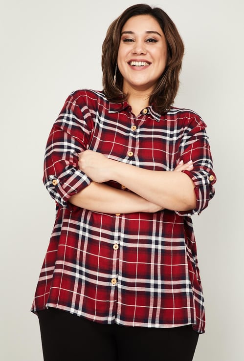 NEXUS Women Checked Plus-Size Casual Shirt
