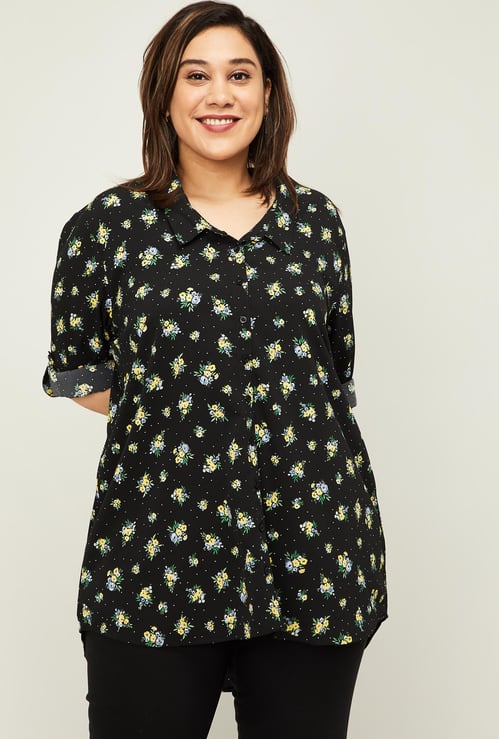 NEXUS Women Plus-Size Printed Three-quarter Sleeves Shirt