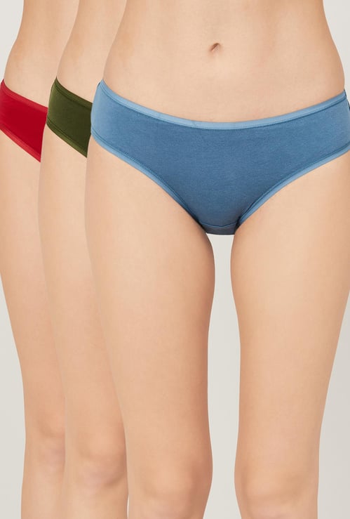 AMANTE Women Solid Bikini Panties - Pack of 3