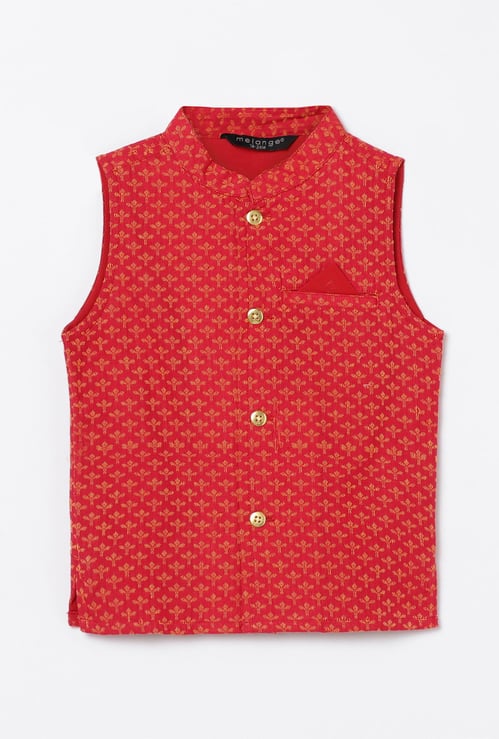 MELANGE Boys Printed Ethnic Waistcoat