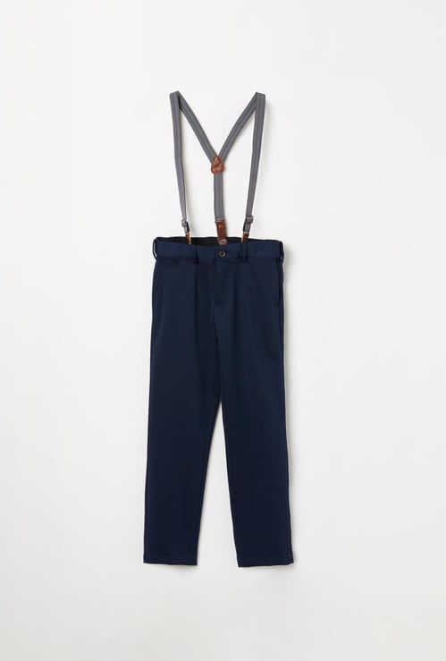 FAME FOREVER KIDS Boys Solid Slim Fit Trousers with Straps
