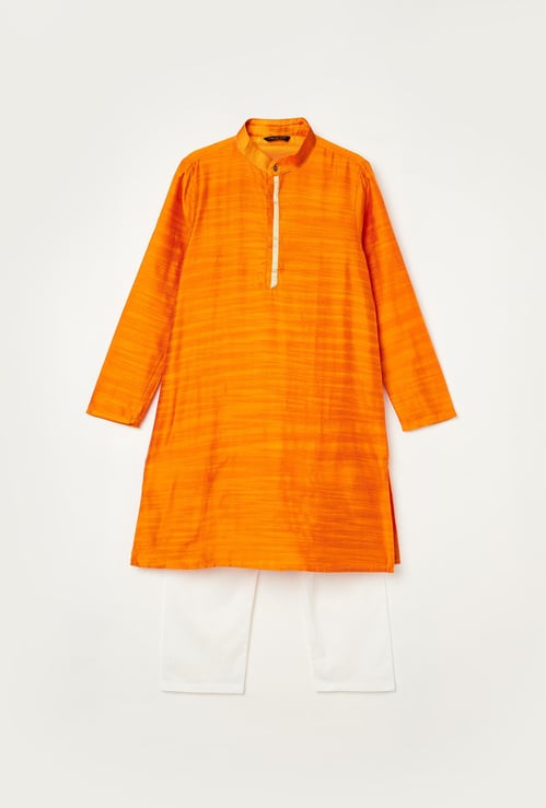 MELANGE Boys Textured Kurta with Elasticated Pyjamas