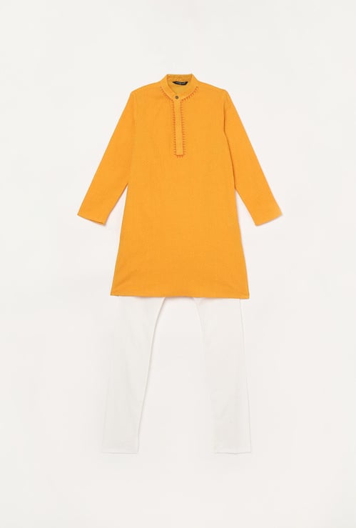 MELANGE Boys Textured Kurta with Elasticated Pyjamas