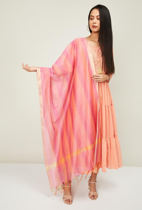 BIBA Women Solid Tassel Detailed Dupatta