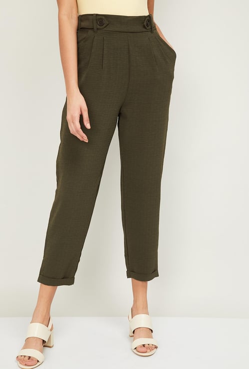 GINGER Women Solid Cropped Trousers