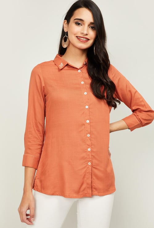 GLOBAL DESI Women Solid Casual Shirt