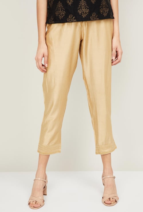 MELANGE Women Solid Elasticated Straight Pants
