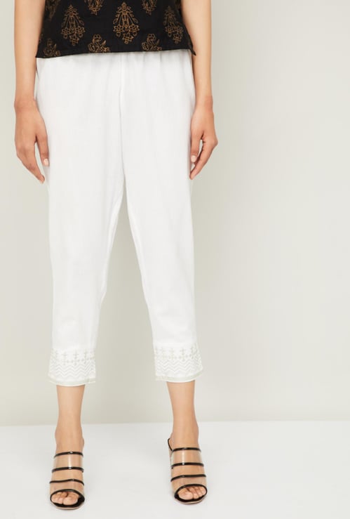 MELANGE Women Solid Elasticated Straight Pants