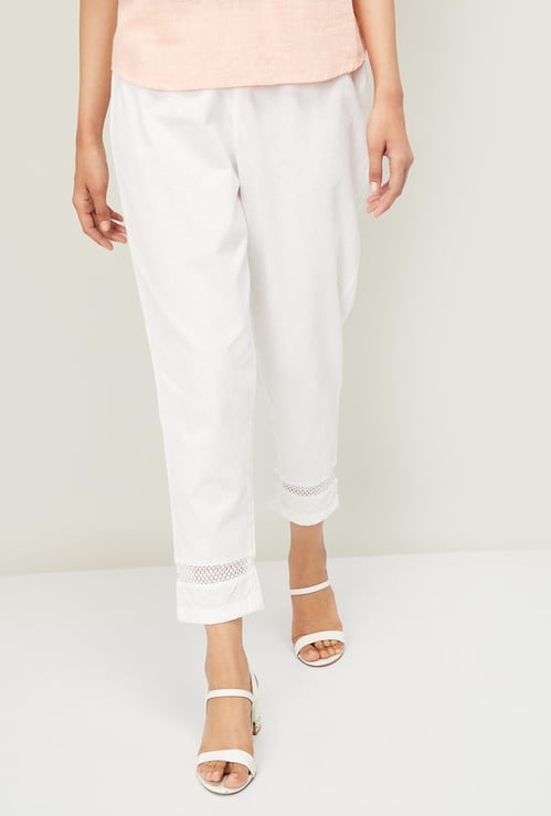 MELANGE Women Solid Elasticated Straight Pants